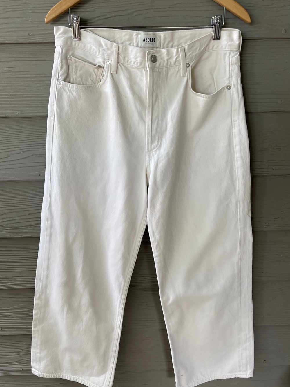 AGOLDE Ren High Rise Wide Leg Jeans White Size 30